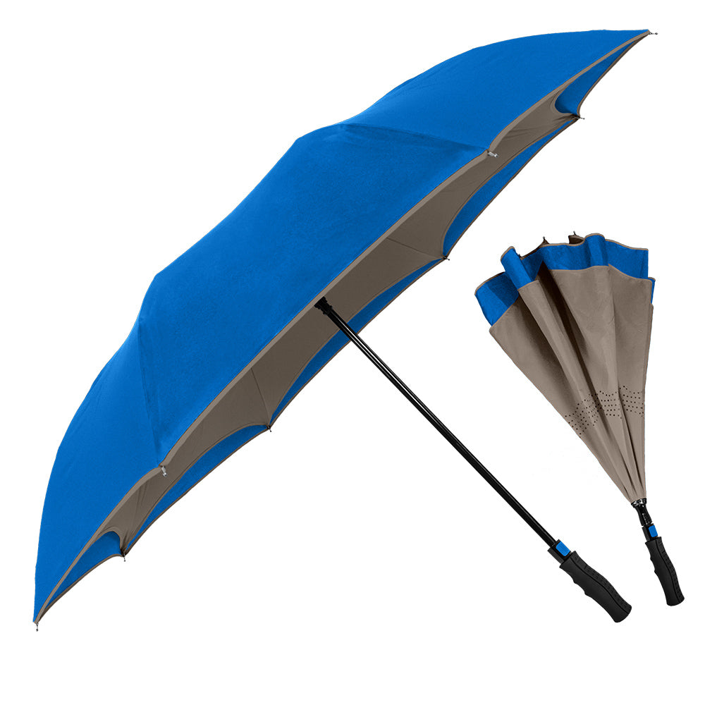 Reversible Umbrella - Royal Blue/Gray