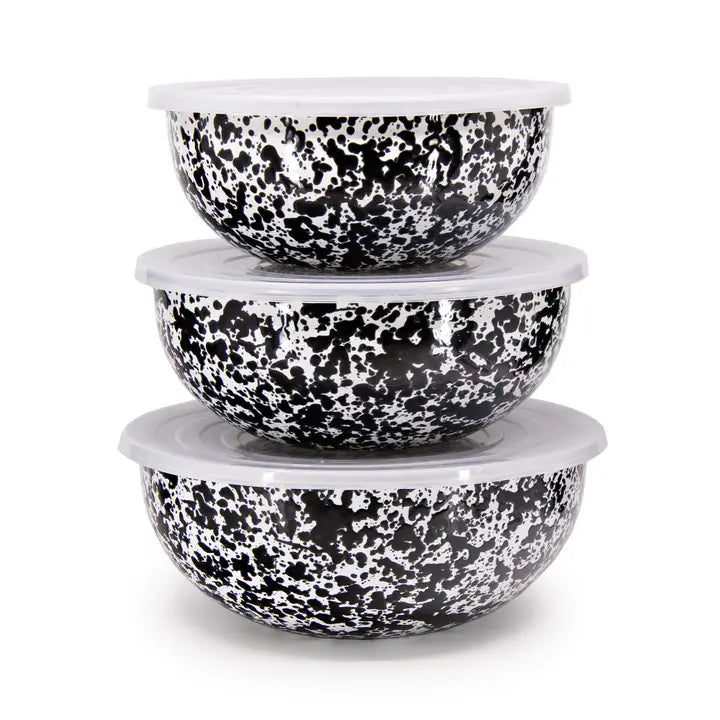Crow Canyon Splatter Enamelware Covered Multi-Purpose Bowl Set (Master Catalog)