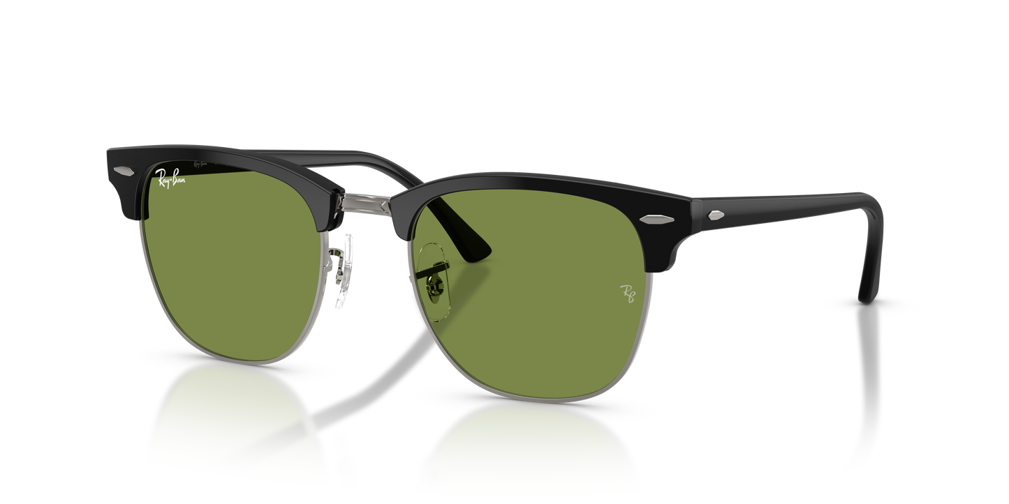 Ray-Ban Clubmaster Classic Sunglasses - Matte Black On Black / Green