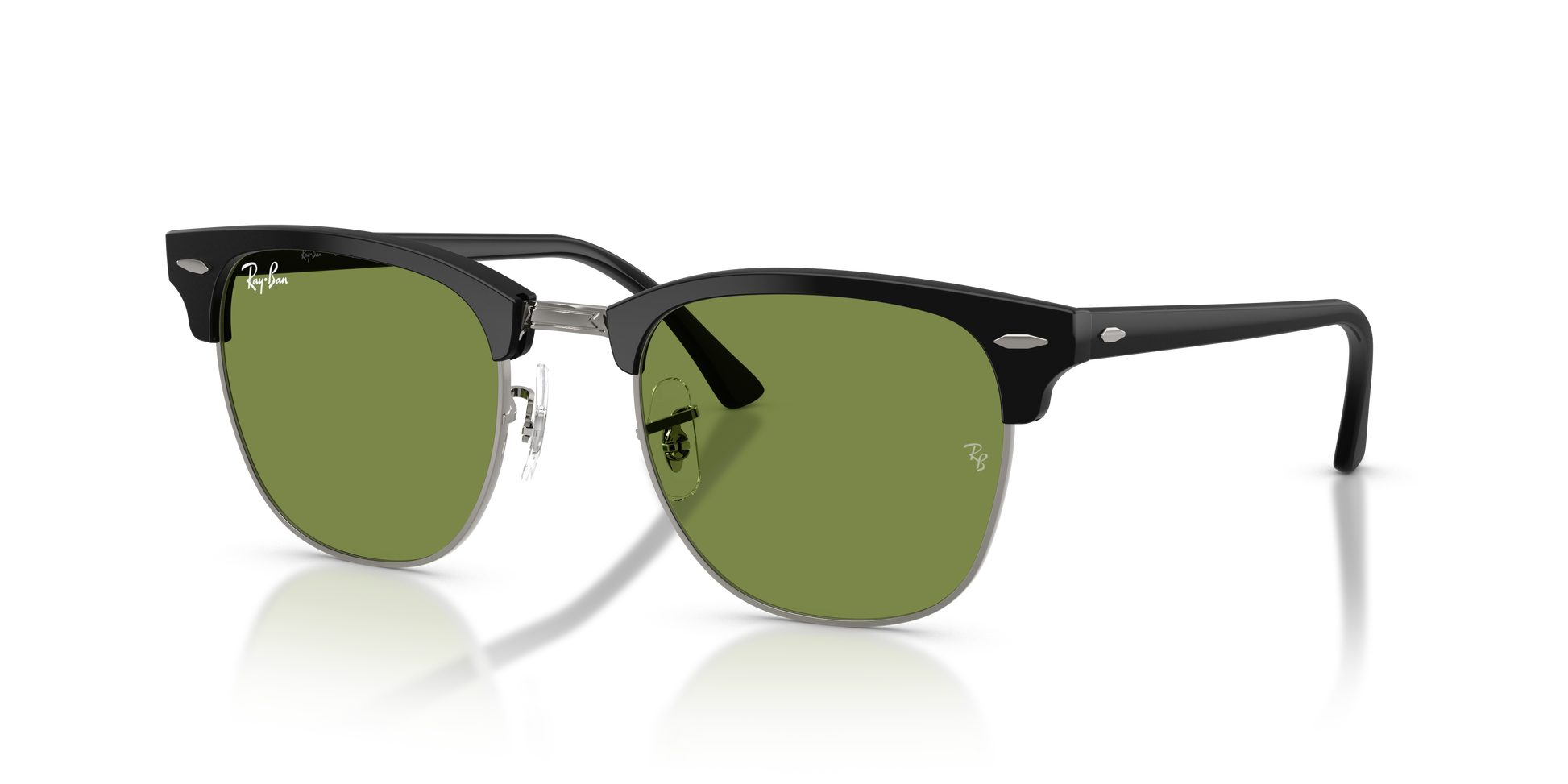 Ray-Ban Clubmaster Classic Sunglasses - Matte Black On Black / Green
