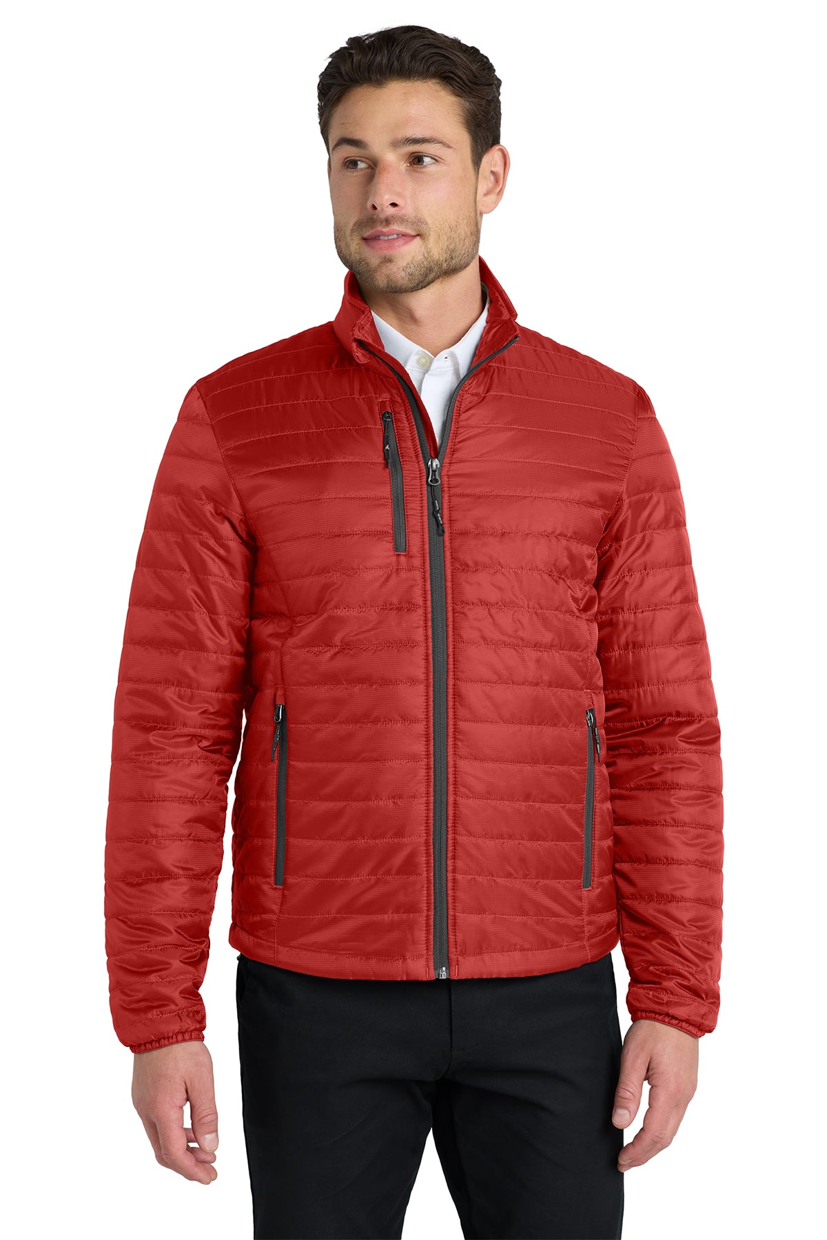 Port Authority Packable Puffy Jacket - Fire Red/ Graphite