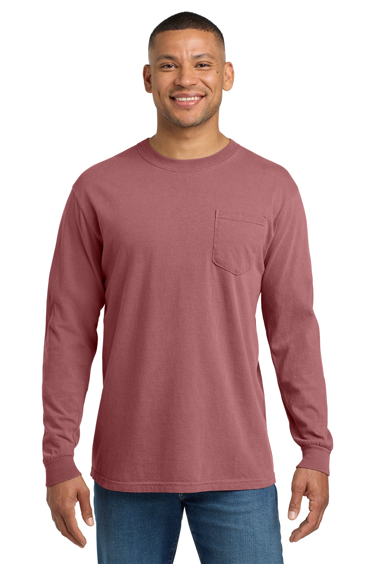 Comfort Colors Heavyweight Long Sleeve Pocket Tee - Brick