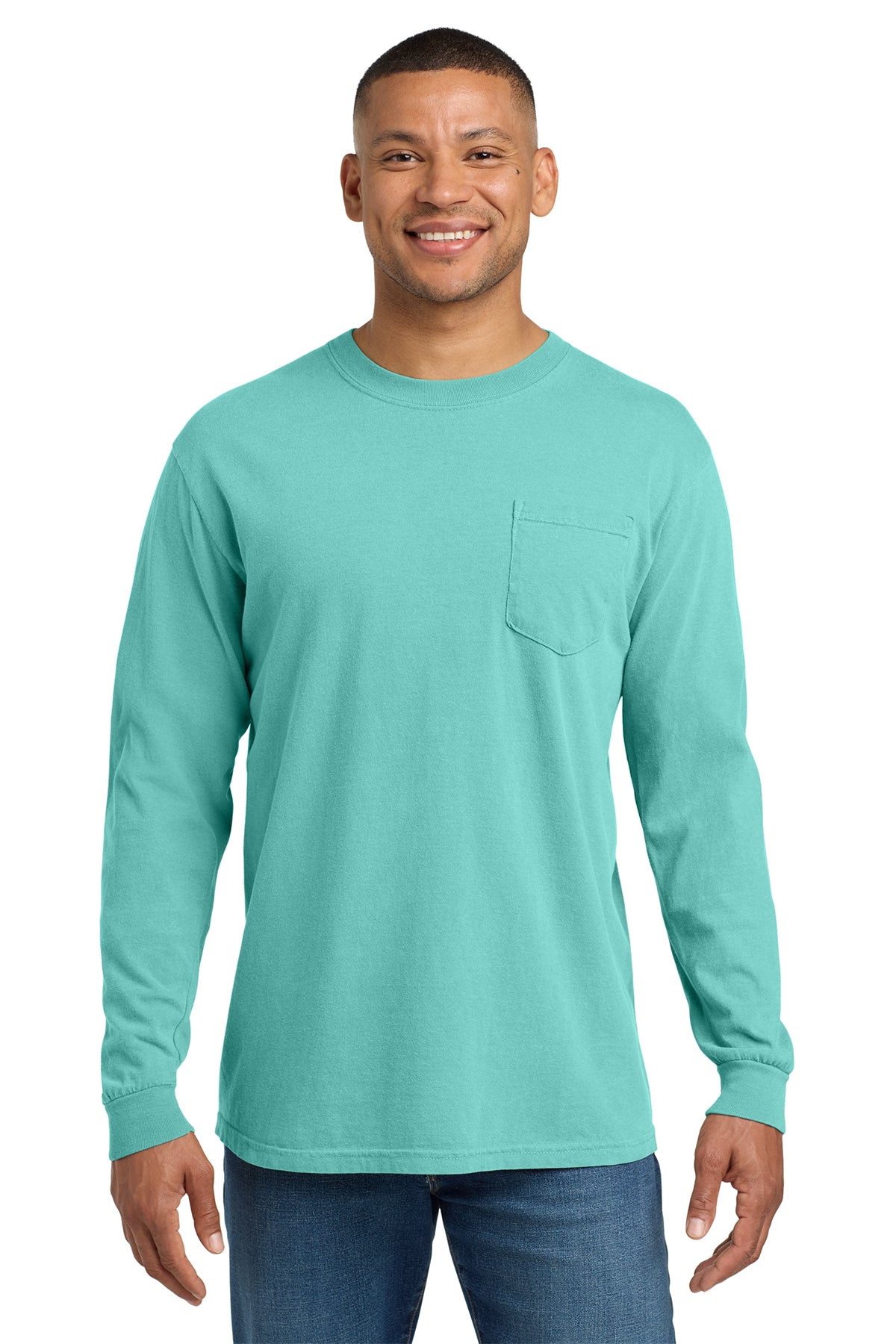 Comfort Colors Heavyweight Long Sleeve Pocket Tee - Chalky Mint