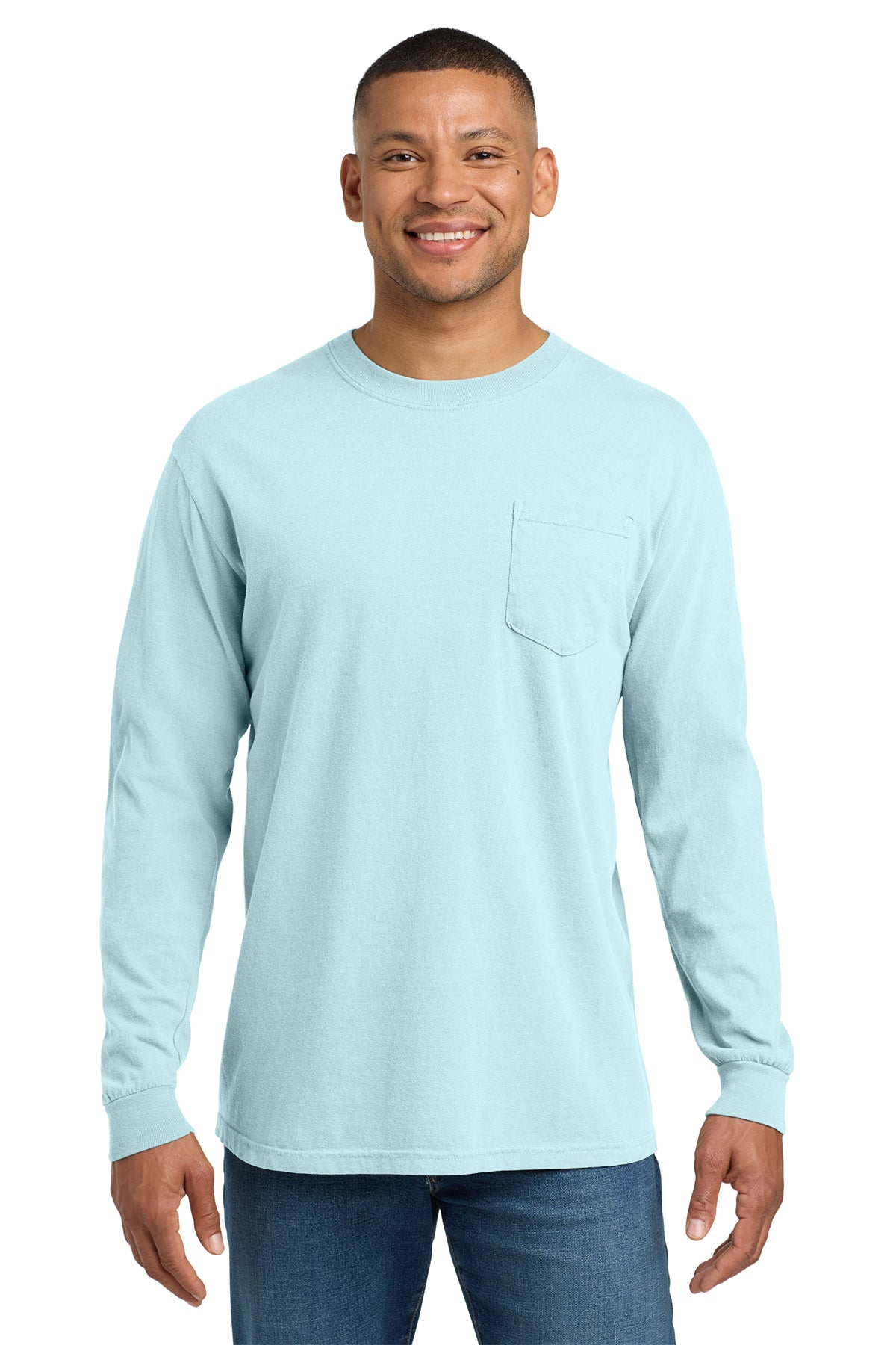 Comfort Colors Heavyweight Long Sleeve Pocket Tee - Chambray