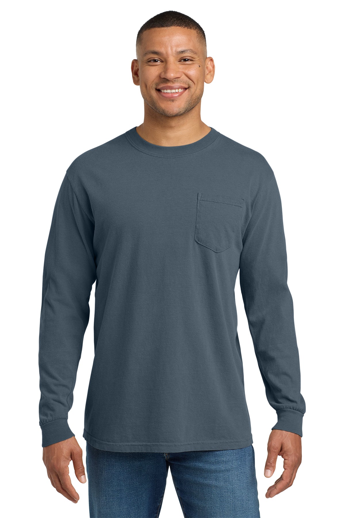Comfort Colors Heavyweight Long Sleeve Pocket Tee - Denim