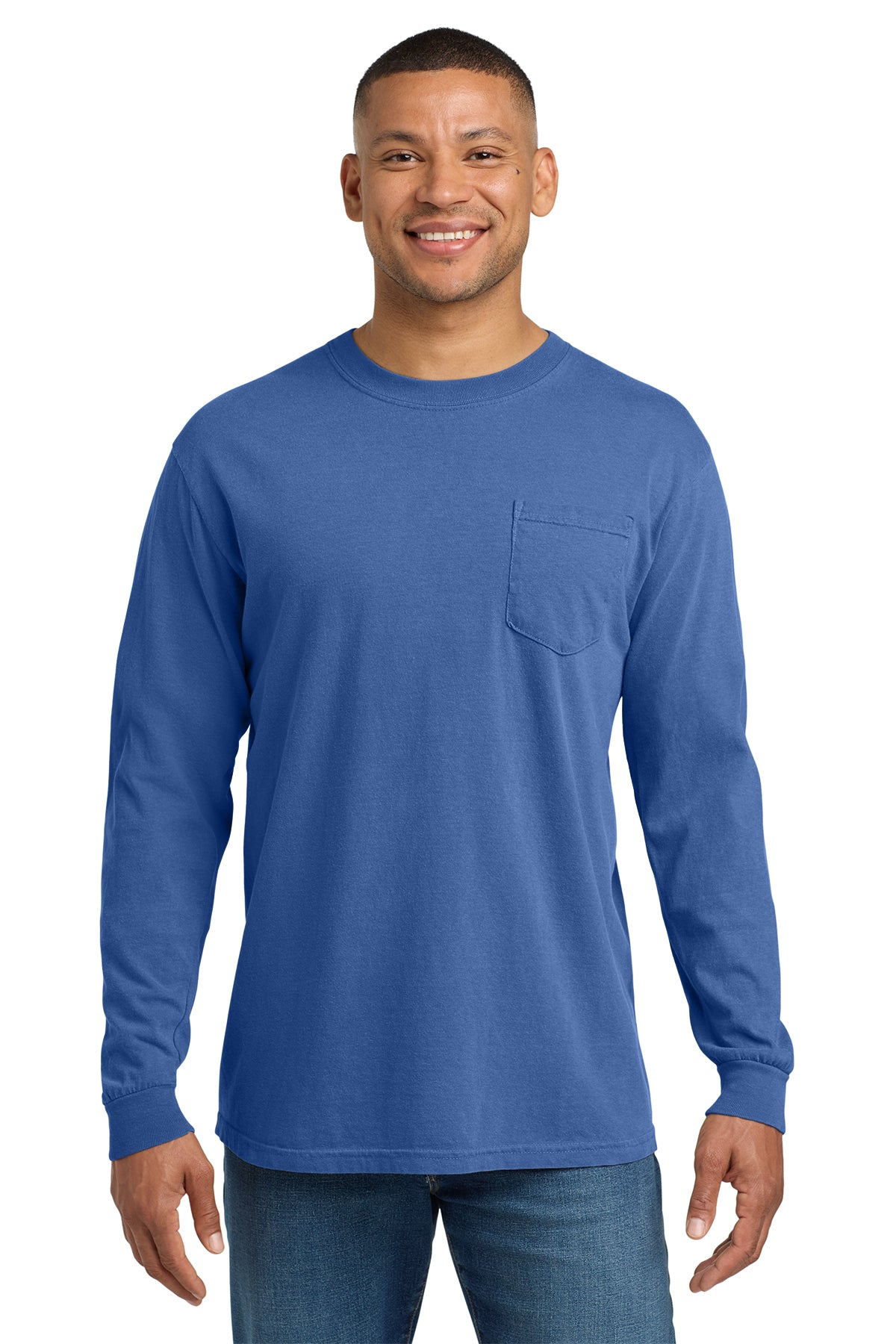 Comfort Colors Heavyweight Long Sleeve Pocket Tee - Flo Blue