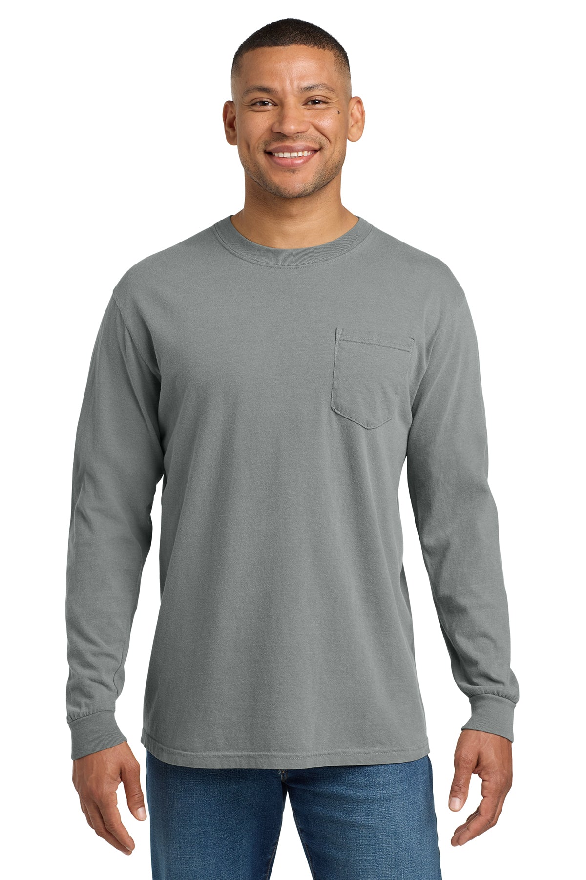 Comfort Colors Heavyweight Long Sleeve Pocket Tee - Granite