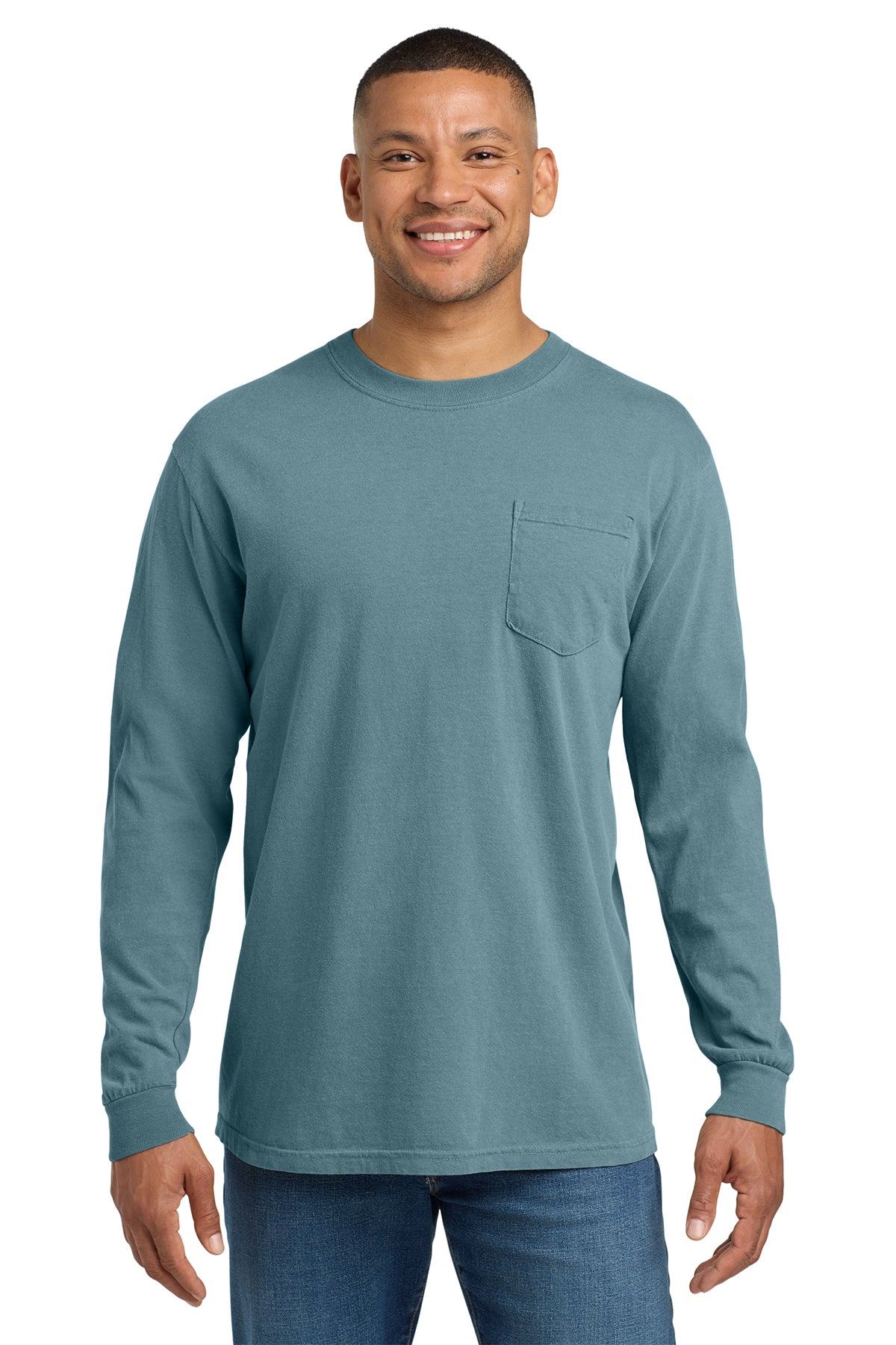 Comfort Colors Heavyweight Long Sleeve Pocket Tee - Ice Blue