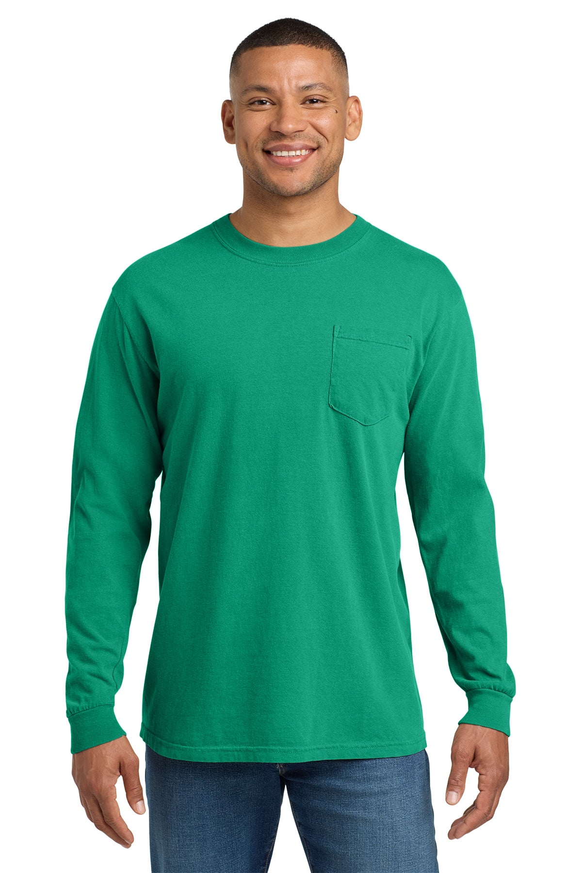 Comfort Colors Heavyweight Long Sleeve Pocket Tee - Island Green