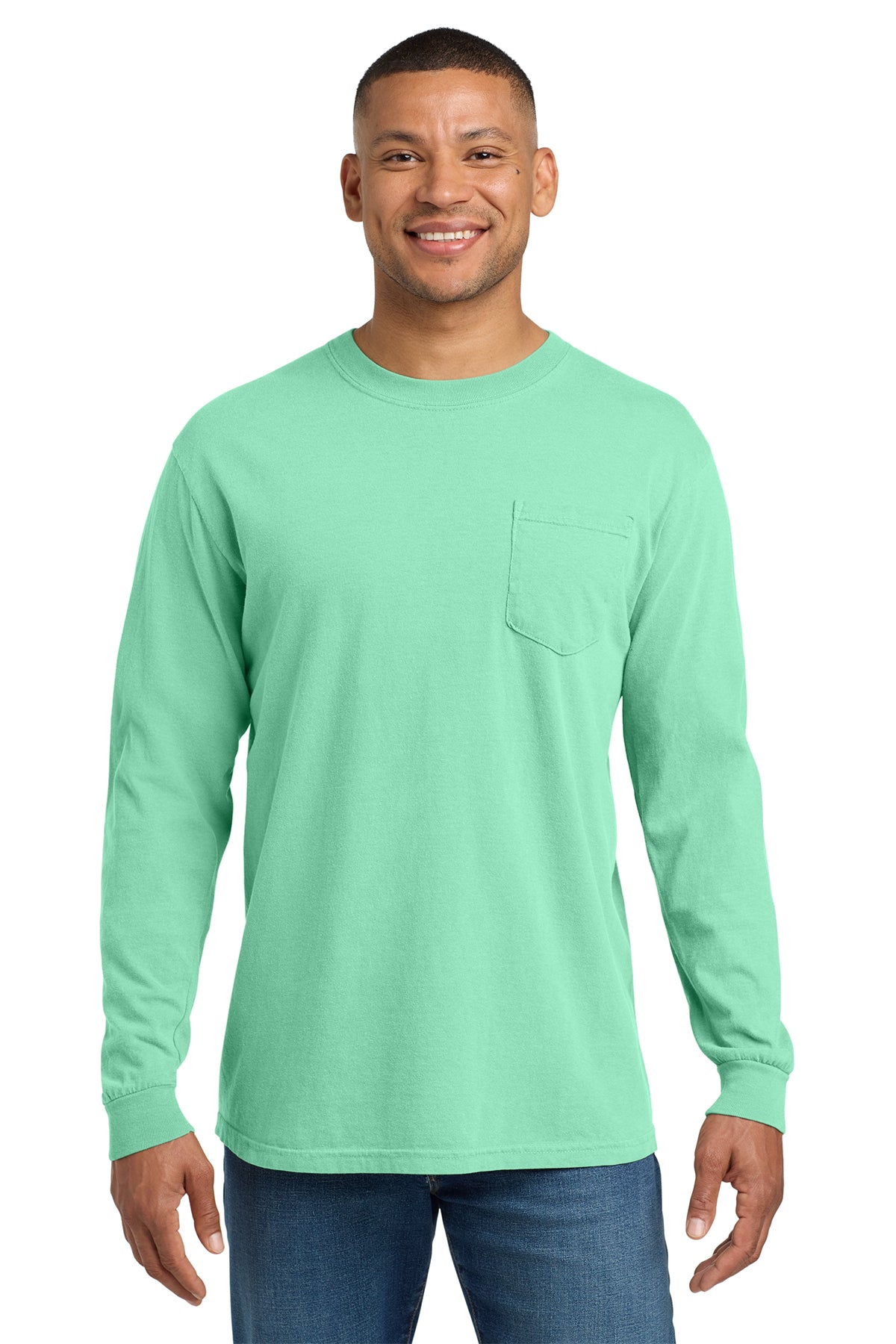 Comfort Colors Heavyweight Long Sleeve Pocket Tee - Island Reef