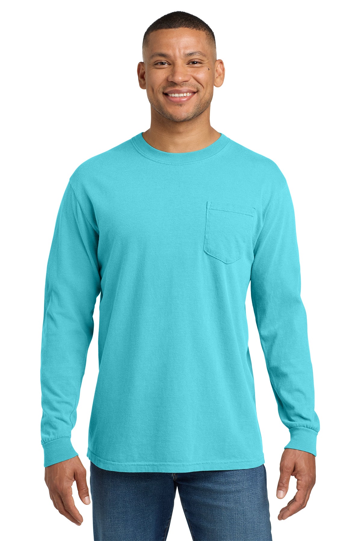 Comfort Colors Heavyweight Long Sleeve Pocket Tee - Lagoon