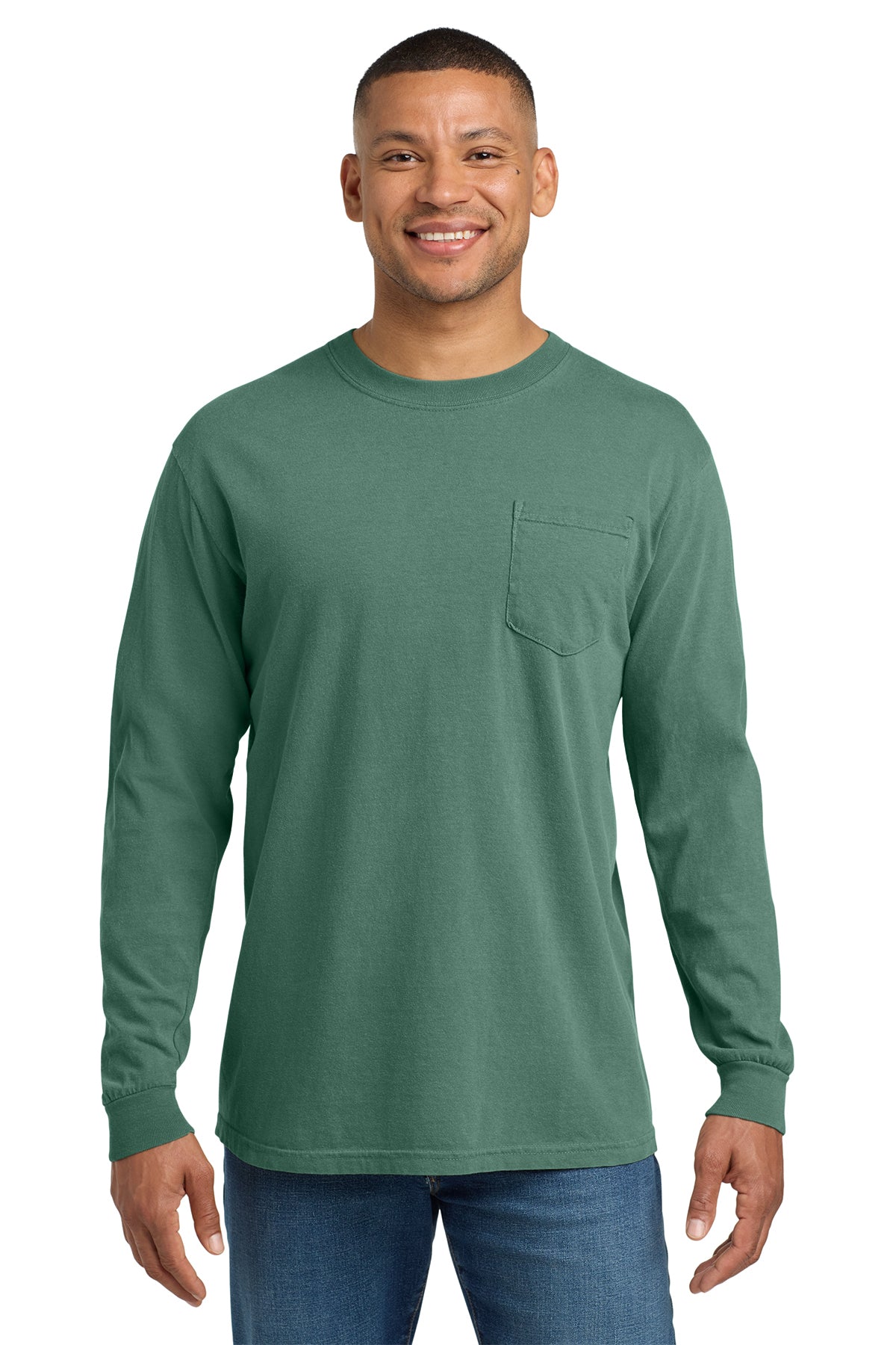 Comfort Colors Heavyweight Long Sleeve Pocket Tee - Light Green