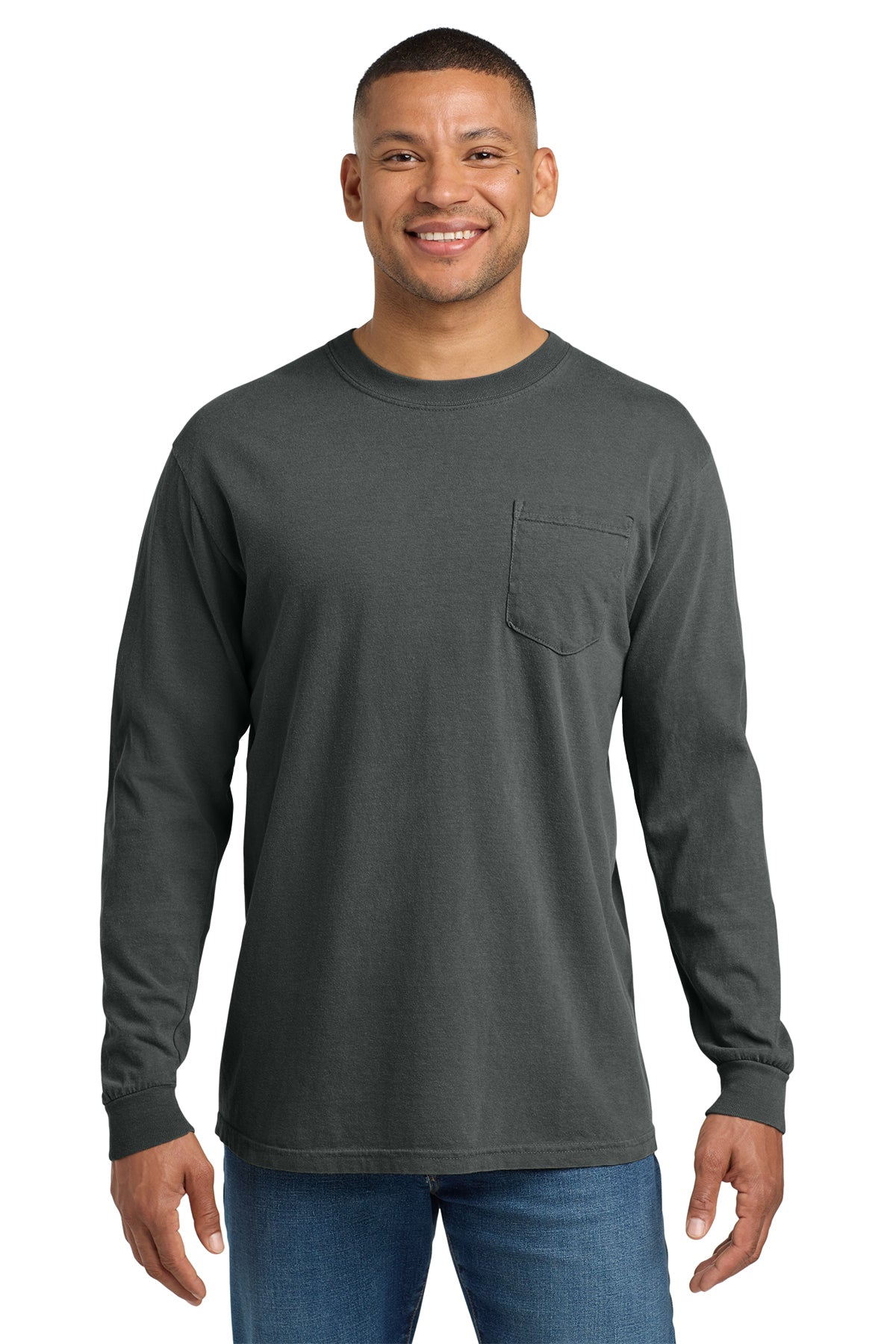 Comfort Colors Heavyweight Long Sleeve Pocket Tee - Pepper
