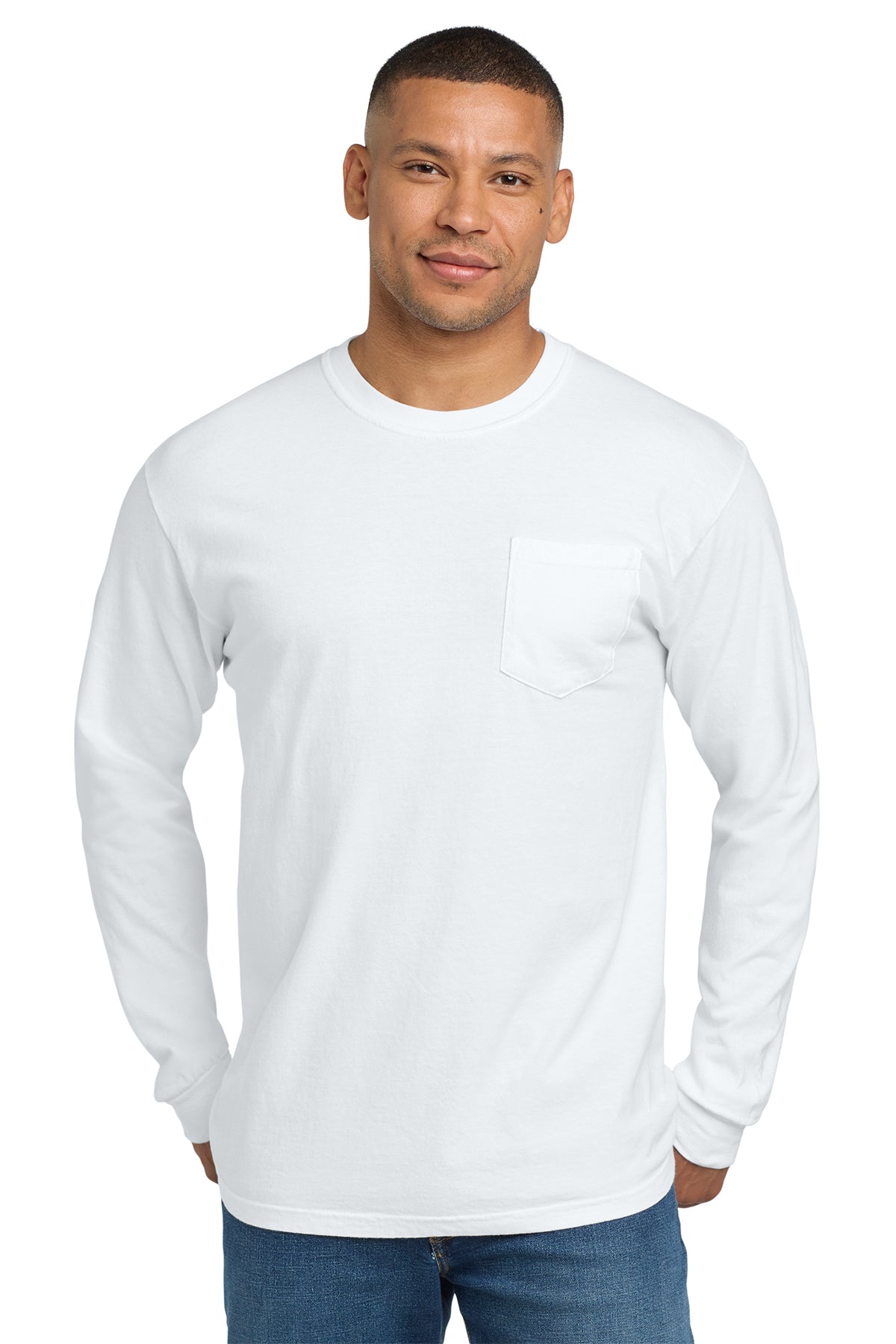 Comfort Colors Heavyweight Long Sleeve Pocket Tee - White