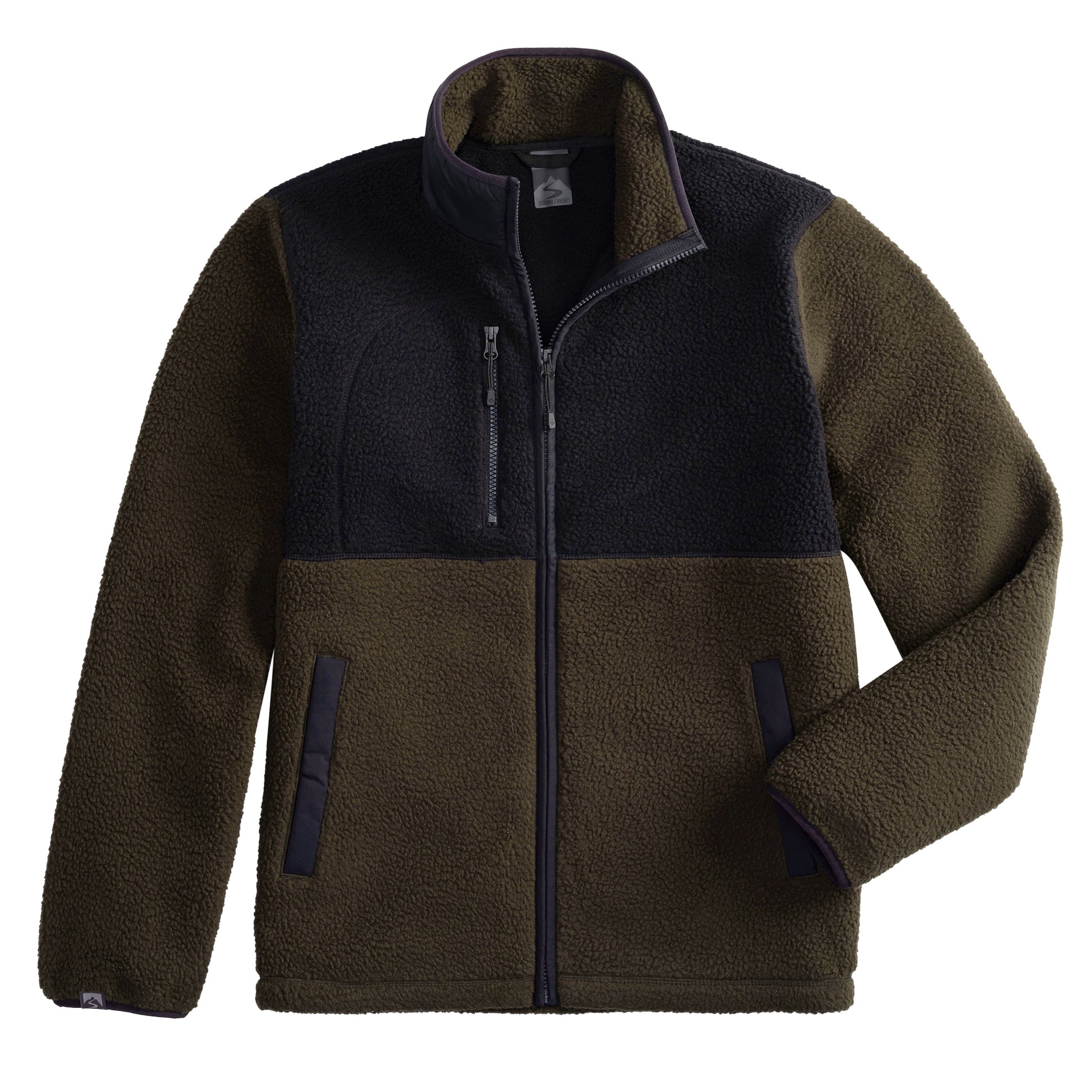 Storm Creek Colorblock Sherpa Fleece Jacket - Carbon Green/Black