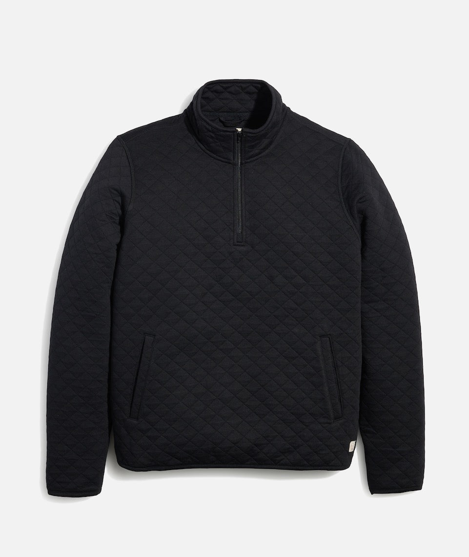 Marine Layer Corbet Quarter Zip Pullover - Black Heather