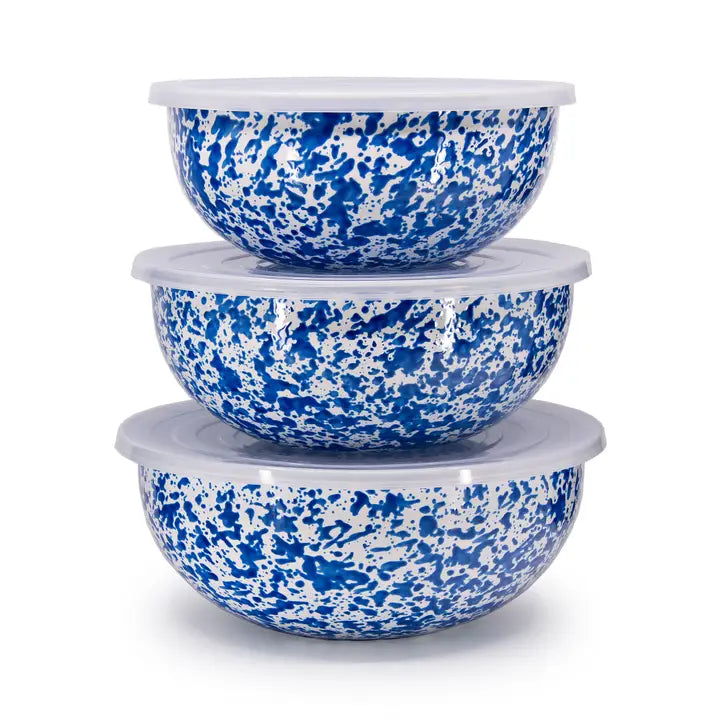Crow Canyon Splatter Enamelware Covered Multi-Purpose Bowl Set (Master Catalog)