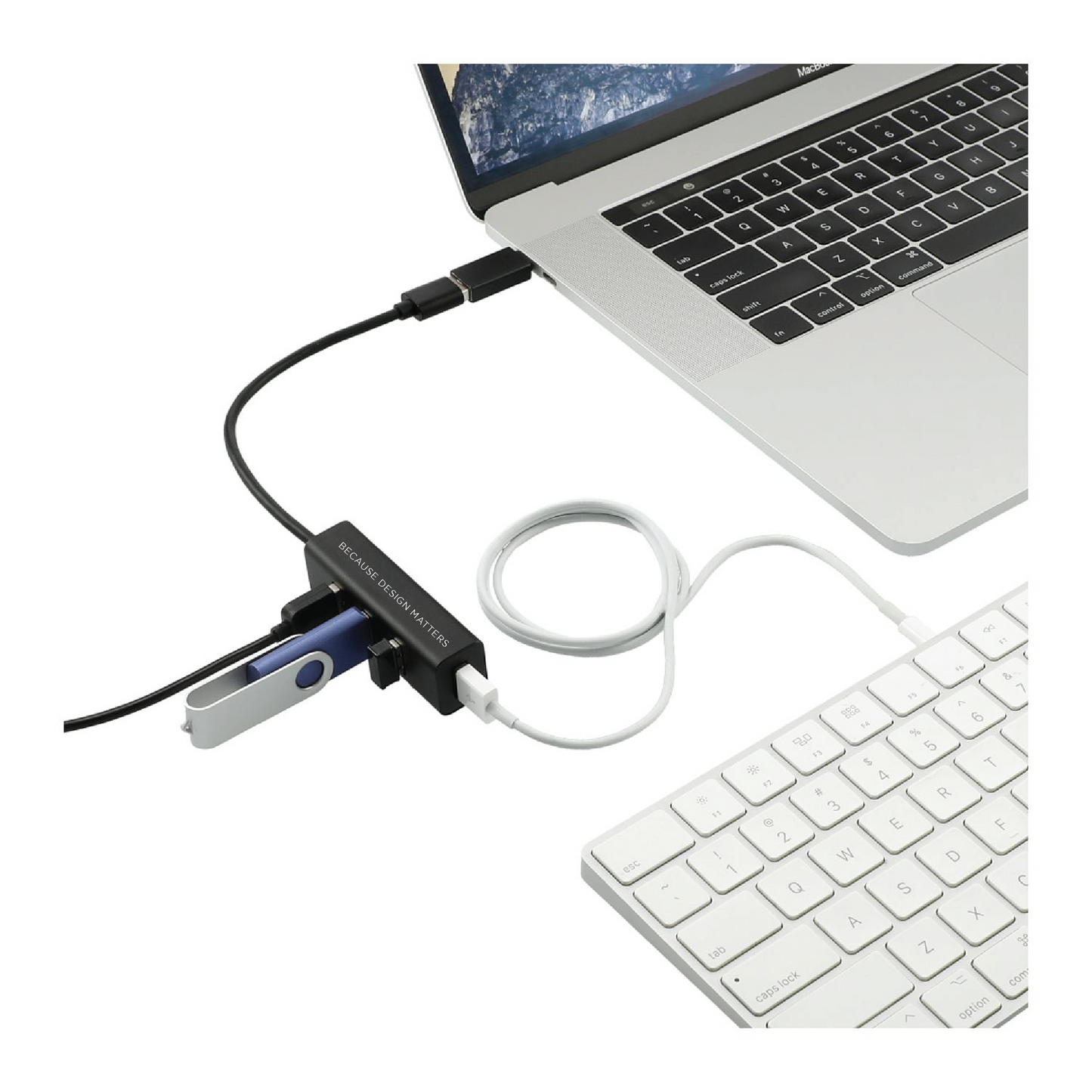 Aluminum 4-Port USB 3.0 Hub with Type-C Adapter