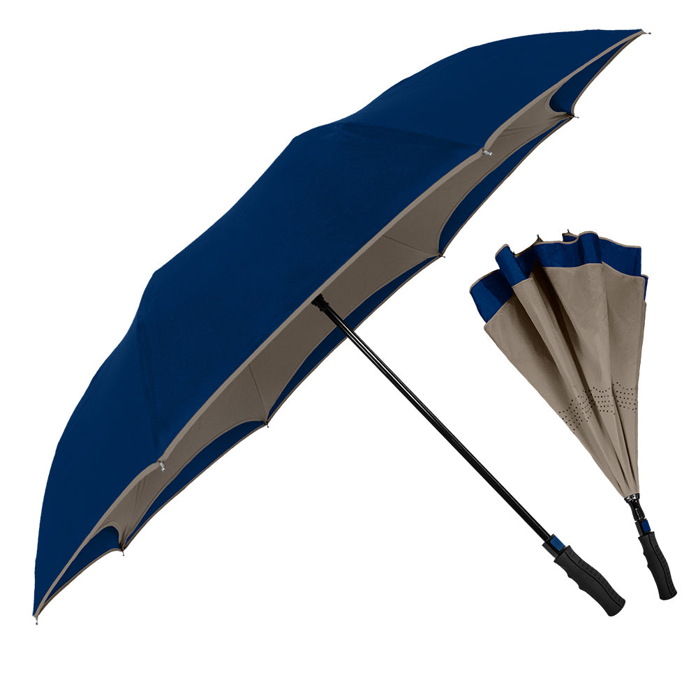 Reversible Umbrella - Navy Blue/Gray
