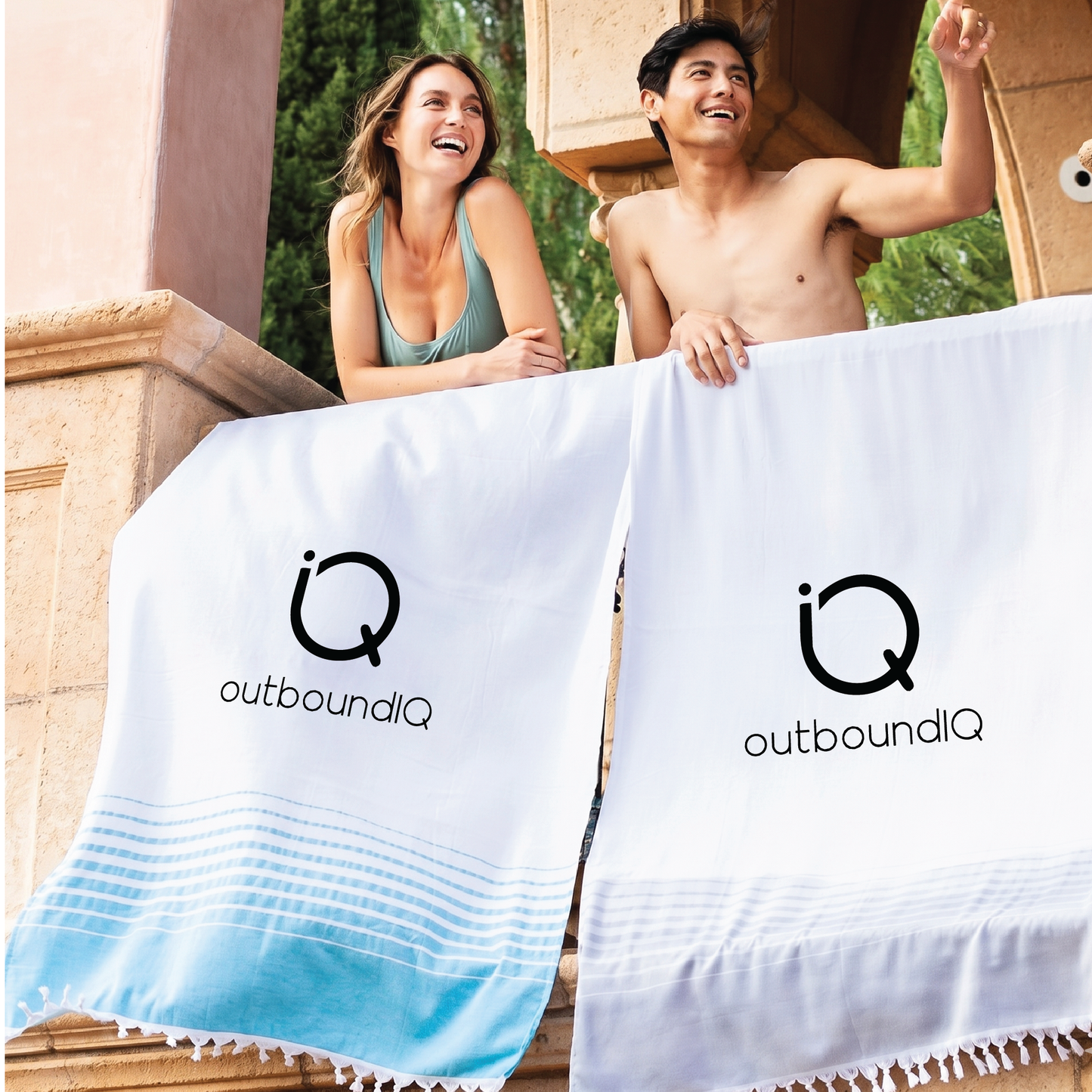 outboundIQ Antalya Terry Peshtemal Beach Towel
